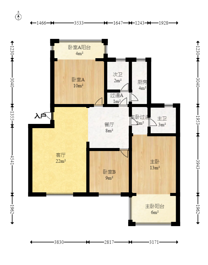 咸嘉新村嘉旺苑  3室2厅2卫   92.00万室内图1