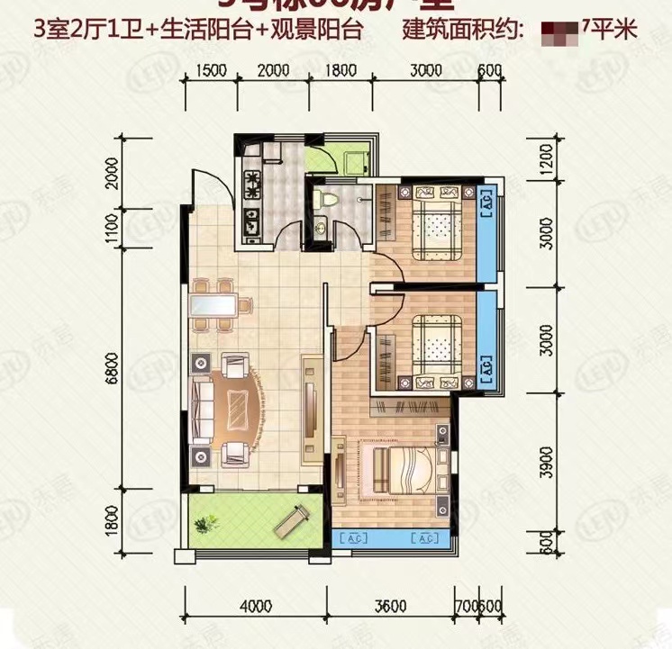 御景龙湾 3室2厅1卫 44.80万 御景龙湾 3室2厅1卫 44.80万室内图