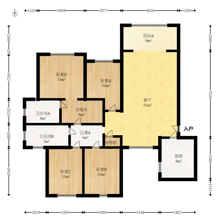 勤誠達新界  4室2廳2衛(wèi)    128.0萬室內(nèi)圖1
