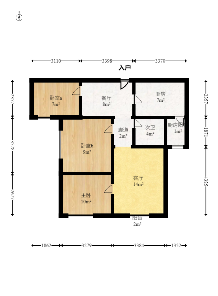 梅溪鑫苑名家  3室2厅1卫    115.0万室内图1