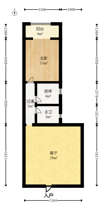 华海3C(天心电子世界)  1室1厅1卫   56.80万室内图1