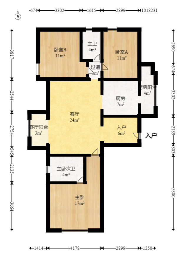 三一街区  3室2厅2卫    85.8万室内图1