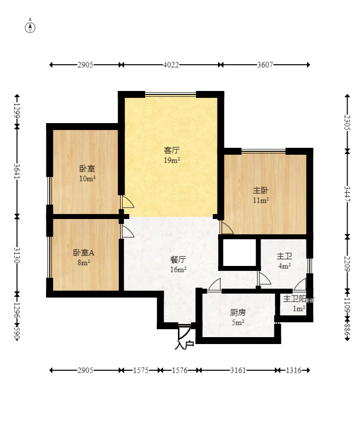 欧园  3室2厅1卫   97.00万室内图1