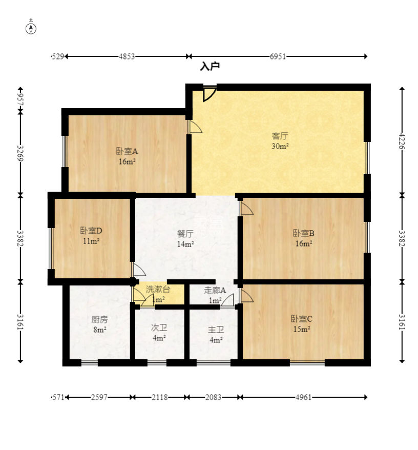 新中路商住樓  4室2廳2衛(wèi)   80.00萬
