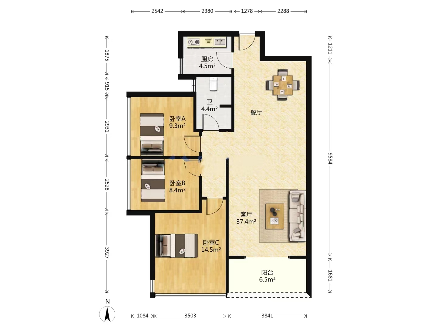 印象华都 3室2厅1卫 50.00万 印象华都 3室2厅1卫 50.00万室内图