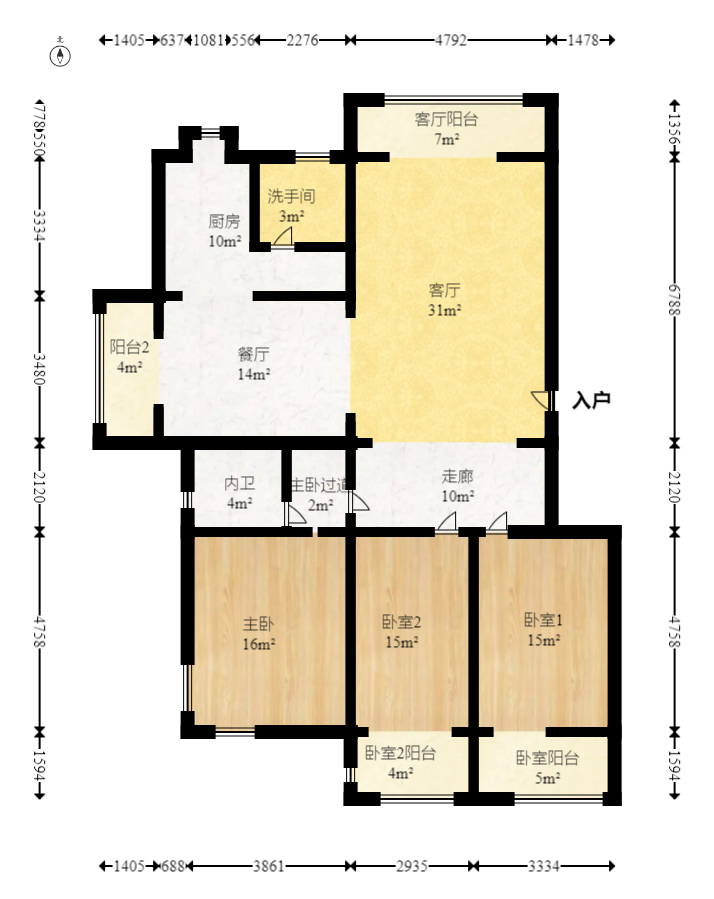 德政园  3室2厅2卫   120.00万室内图1
