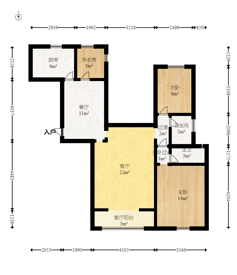 彩都公寓 3室2厅2卫 88.00万 彩都公寓 3室2厅2卫 88.00万户型图