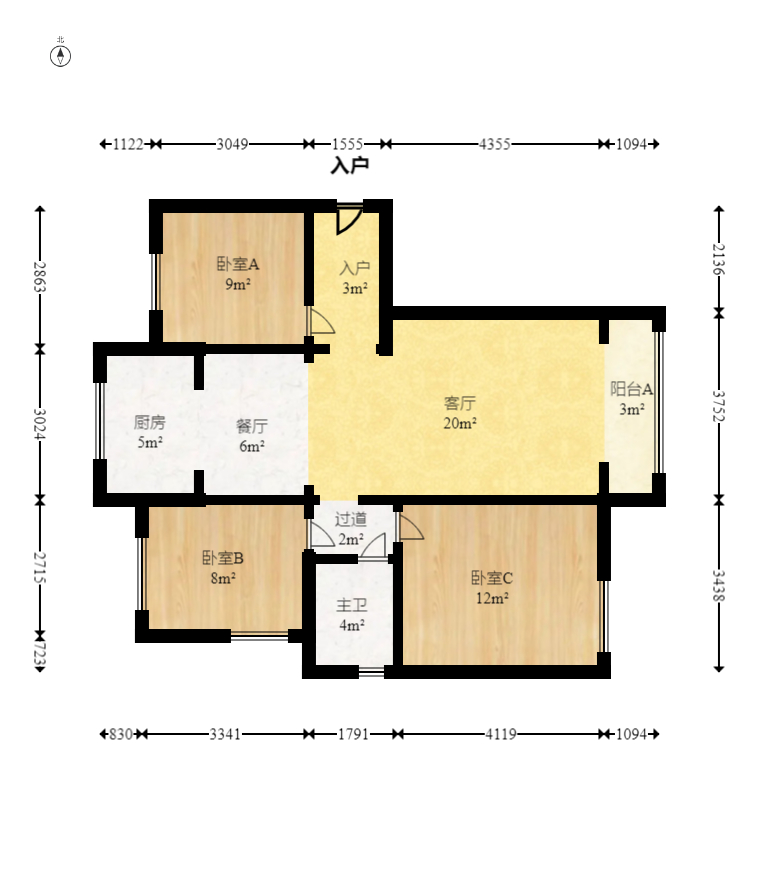 中建信和城  3室2厅1卫   140.00万室内图1