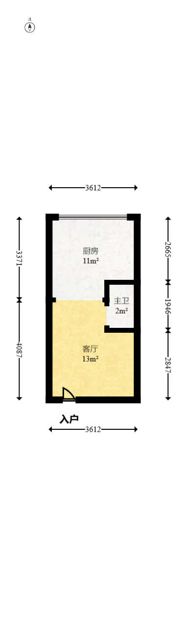 金色loft（鑫秋大厦）  2室2厅1卫   50.00万室内图1
