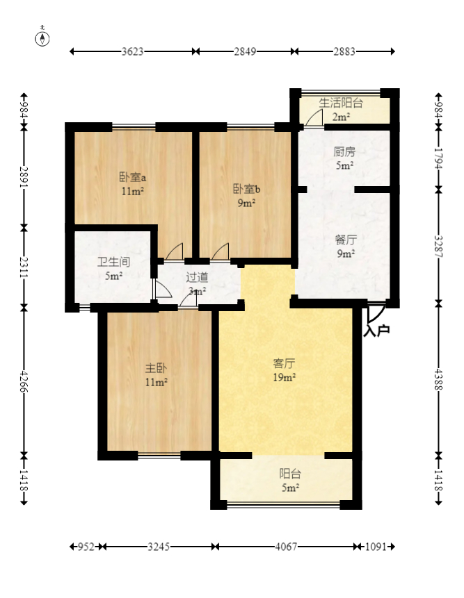 湖南报业文化城（米地亚家园）  3室2厅1卫   70.00万室内图1