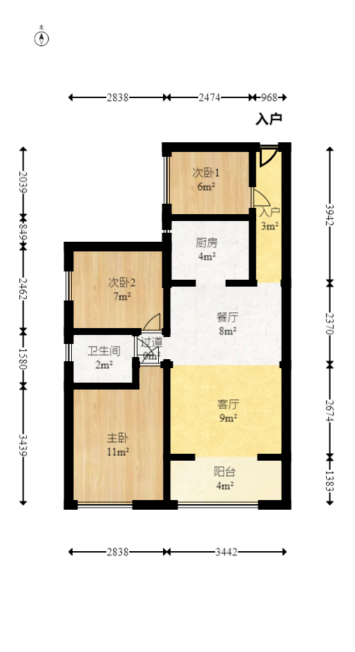 筑梦佳园 3室2厅1卫 66.80万 筑梦佳园 3室2厅1卫 66.80万户型图