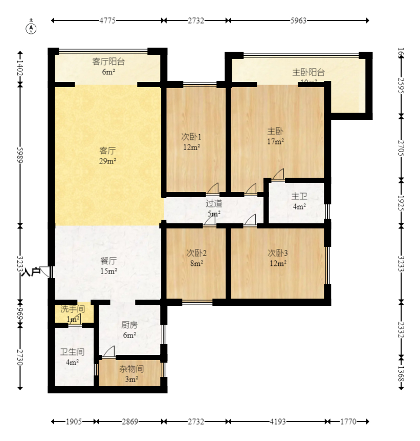开源鑫苑 4室2厅2卫 128.19万 开源鑫苑 4室2厅2卫 128.19万户型图