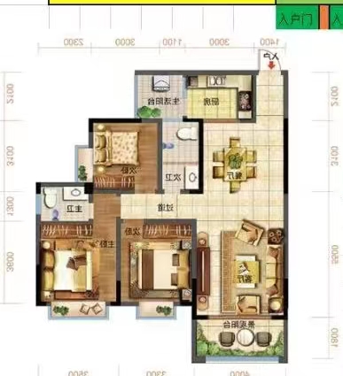 体育新城 3室2厅2卫 46.80万 体育新城 3室2厅2卫 46.80万室内图