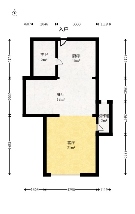 华远云玺公寓  2室1厅1卫   230.00万室内图1