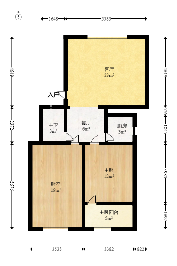 燕山街社区  2室2厅1卫   60.00万室内图1