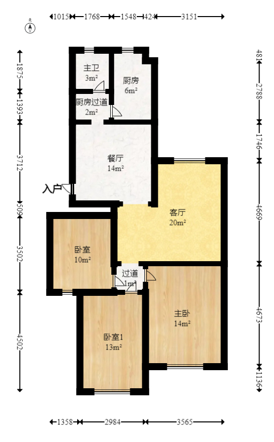 新桥小区  3室2厅1卫   62.80万室内图1