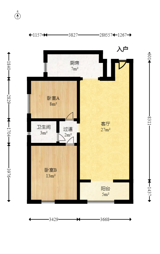 旺德府恺悦国际 2室2厅1卫 55.00万 旺德府恺悦国际 2室2厅1卫 55.00万户型图