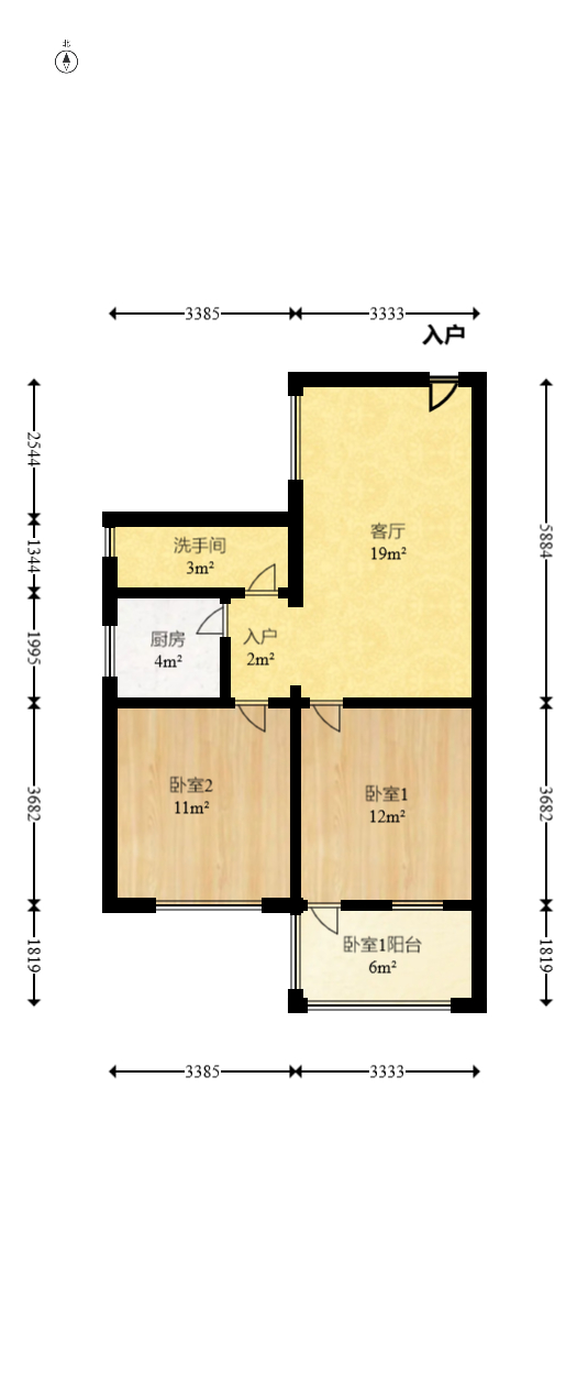 牛婆塘社区  2室1厅1卫   41.80万室内图1
