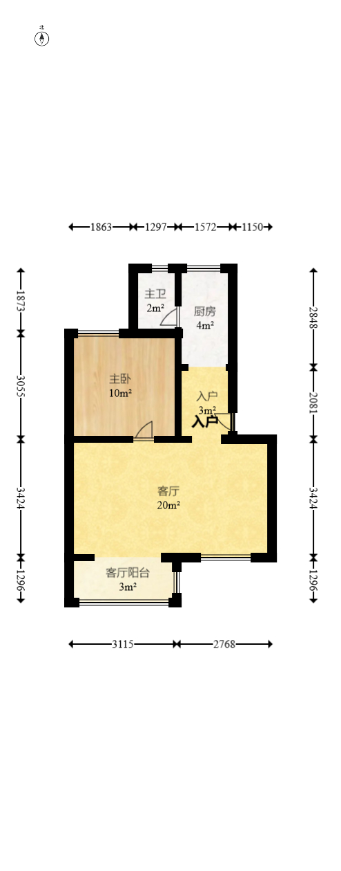 长坡社区  1室2厅1卫   42.50万室内图1