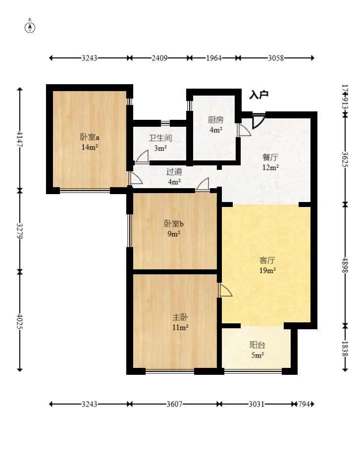 新华联梦想城 3室2厅1卫 79.00万 新华联梦想城 3室2厅1卫 79.00万户型图