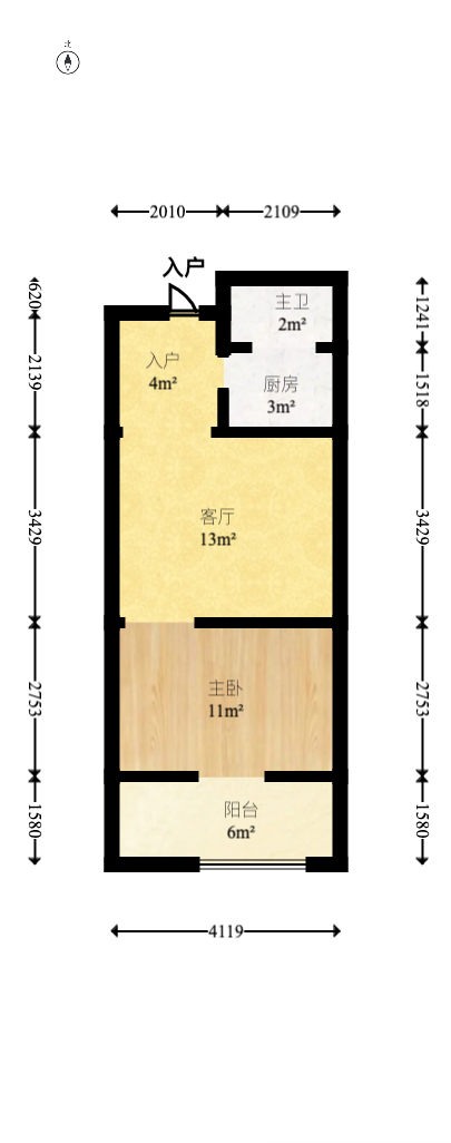 尚都花园城  1室1厅1卫   22.00万室内图1