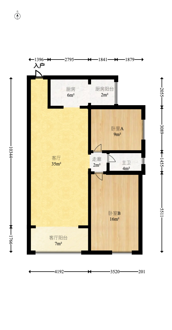 鑫远和城（一、二期）  2室2厅1卫   99.00万室内图1