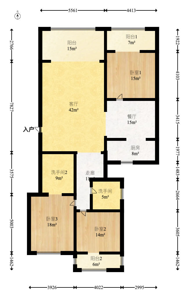 中建桂苑  3室2厅2卫   110.00万室内图1