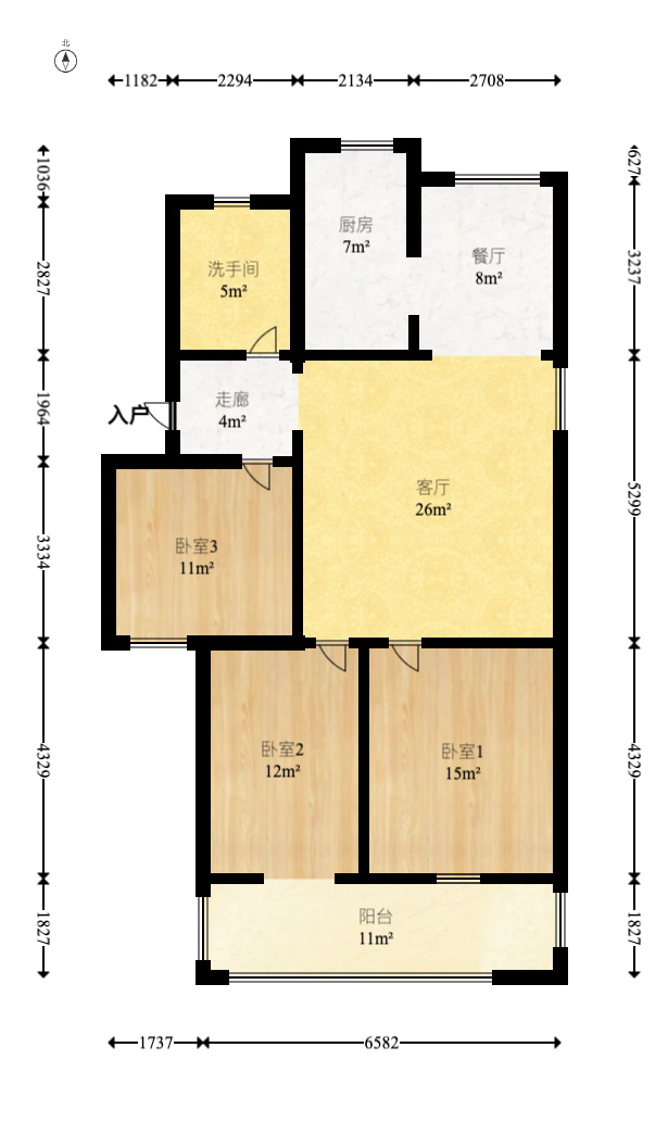 中建五局信和苑二区  3室2厅1卫   65.00万室内图1