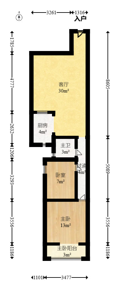 新长海广场  3室2厅1卫   48.80万室内图1