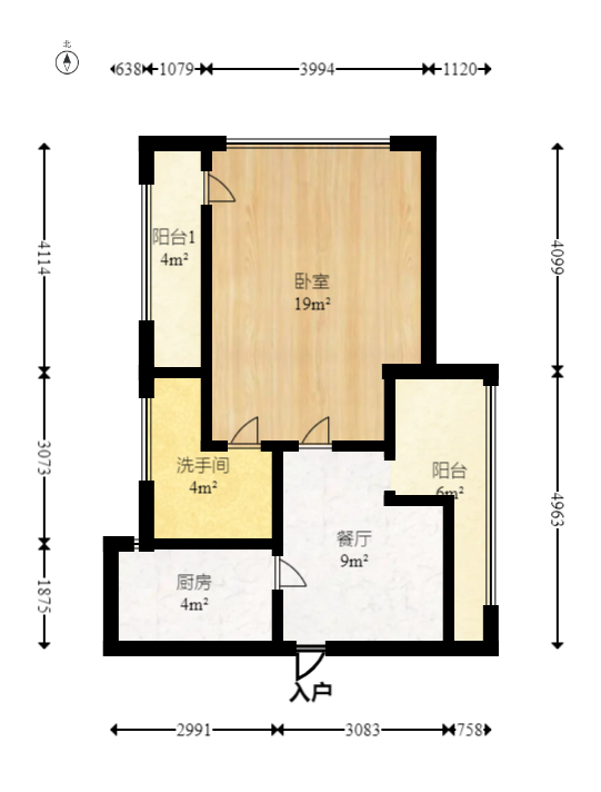 鑫科明珠  1室1厅1卫    37.5万室内图1