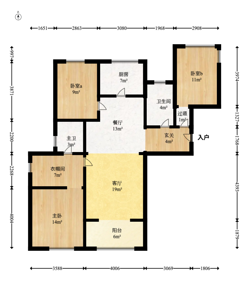 美的翰城  3室2厅2卫   118.00万室内图1
