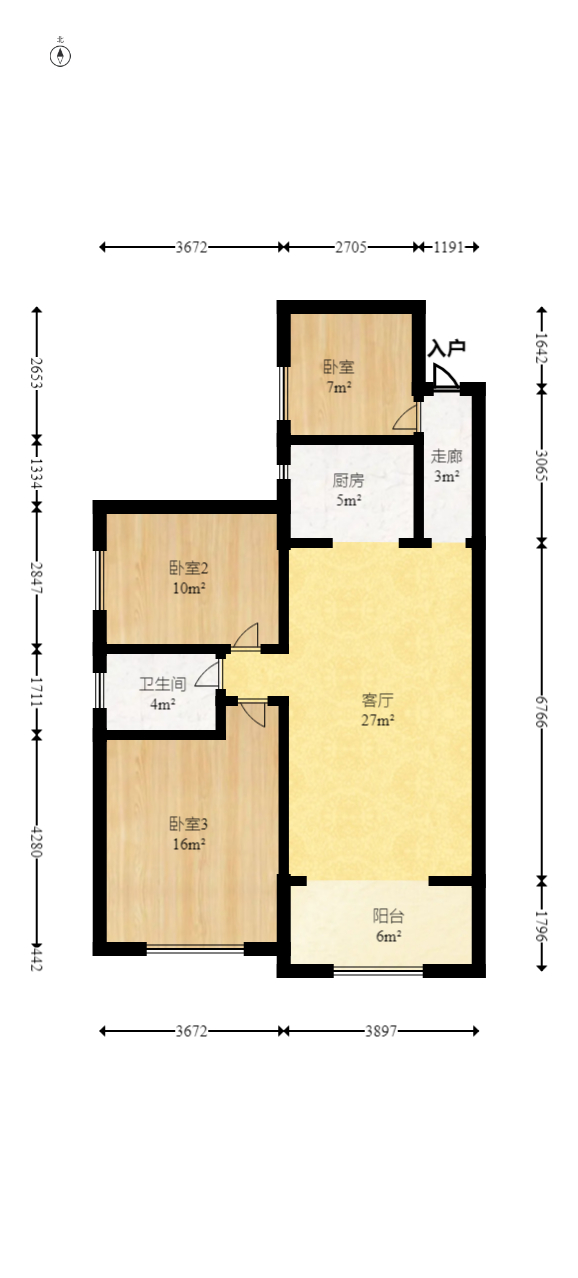 海德公园  3室2厅1卫   68.20万室内图1