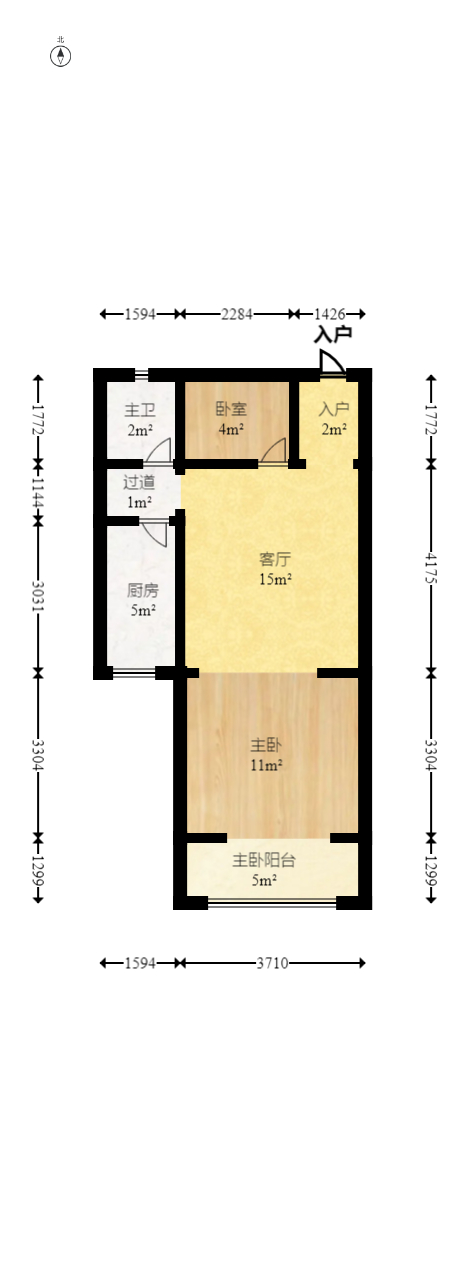 华银园  1室1厅1卫   45.00万室内图1