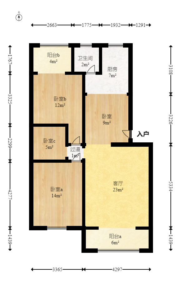 鄱阳小区  3室2厅1卫   68.00万室内图1