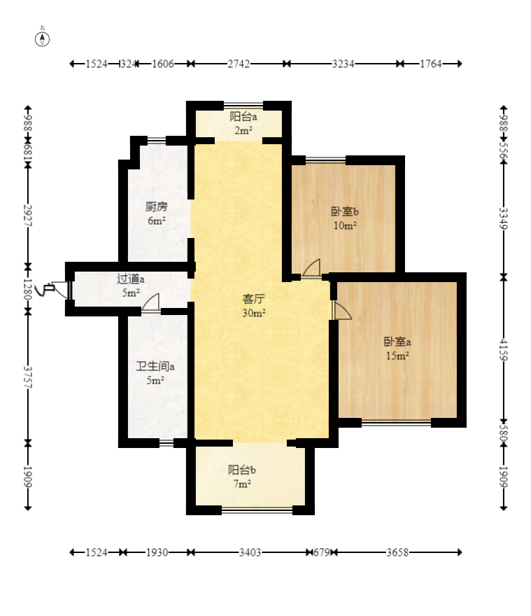 和美星城 2室2厅1卫 59.8万 和美星城 2室2厅1卫 59.8万户型图