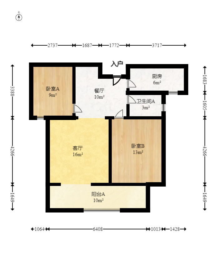 乾源国际  2室2厅1卫   80.00万室内图1