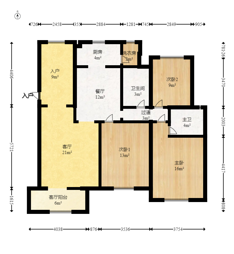 鹏基诺亚山林 4室2厅1卫 105.0万 鹏基诺亚山林 4室2厅1卫 105.0万户型图