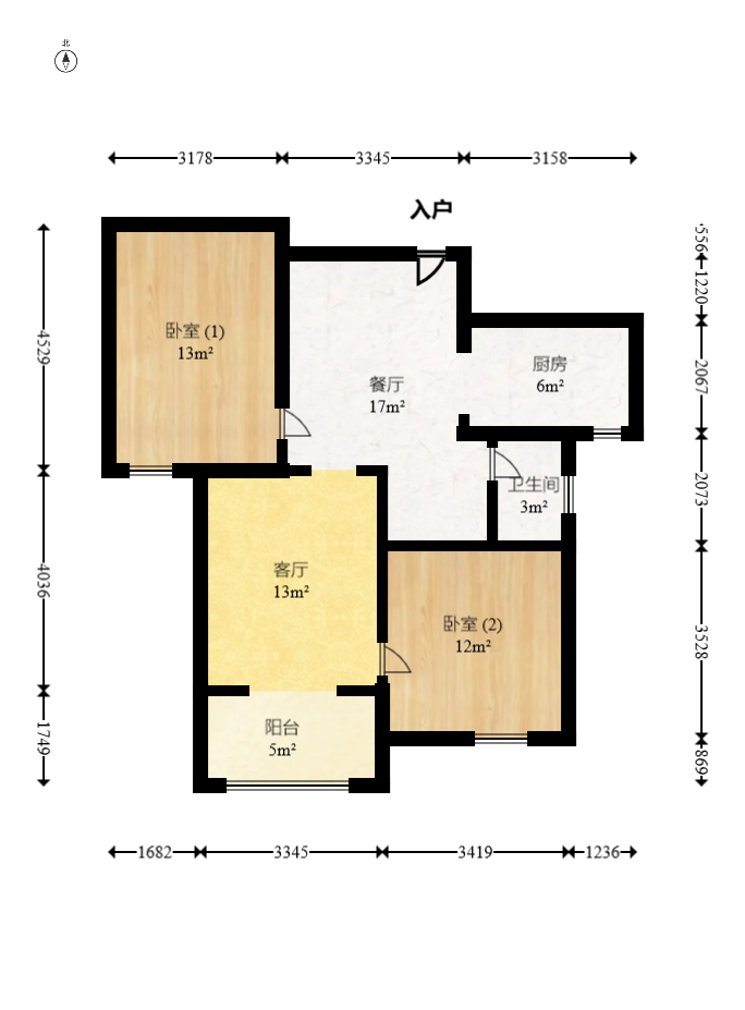 丽发新城  2室2厅1卫   56.00万室内图1