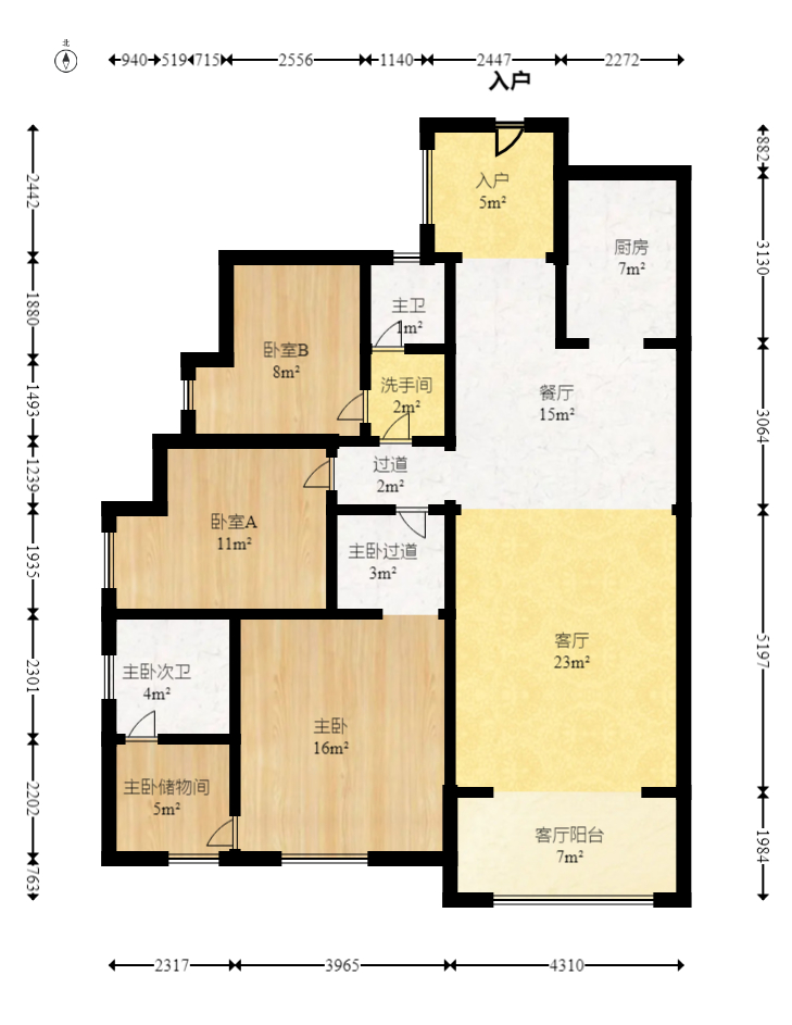 楚天馨苑 3室2厅2卫 99.00万 楚天馨苑 3室2厅2卫 99.00万户型图