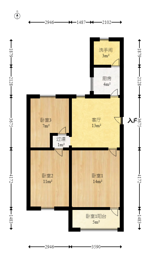 红旗社区  3室1厅1卫   40.00万室内图1