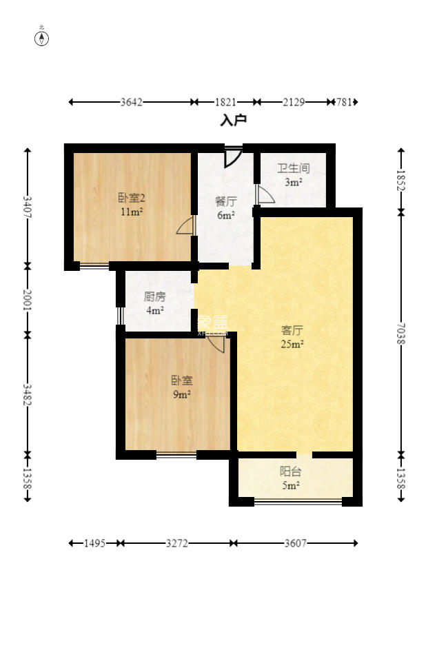 时代星城  2室2厅1卫   46.70万 时代星城  2室2厅1卫   46.70万户型图