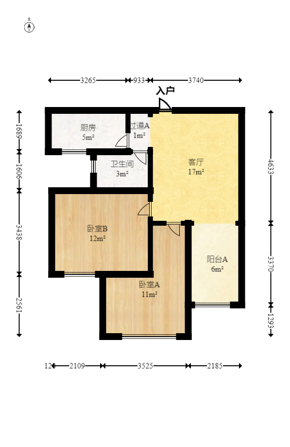 长房半岛蓝湾（观山月）  2室1厅1卫   50.80万室内图1