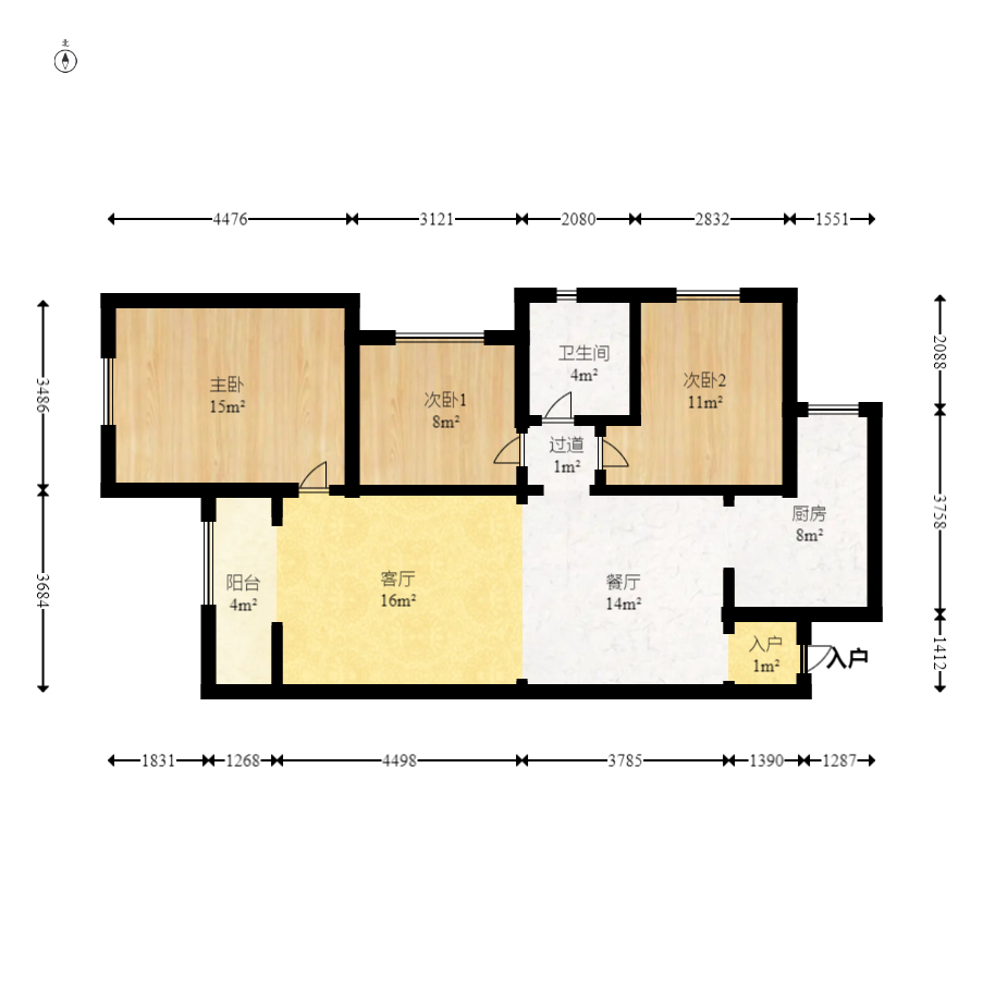 华润置地广场一期 3室2厅1卫 82.00万 华润置地广场一期 3室2厅1卫 82.00万户型图