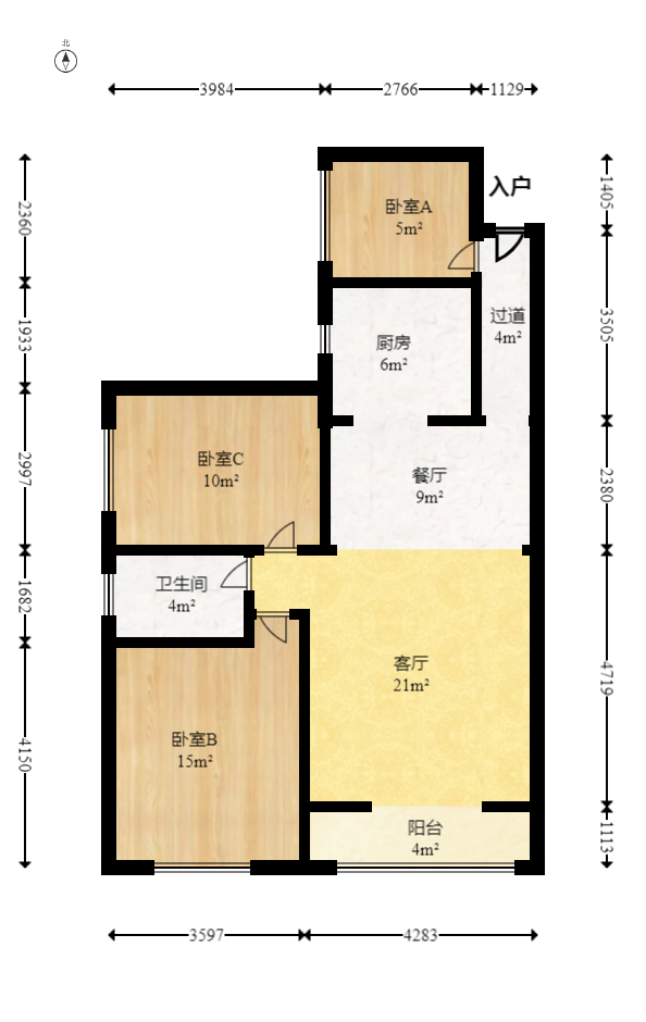 金富星城 3室2厅1卫 65.00万 金富星城 3室2厅1卫 65.00万户型图