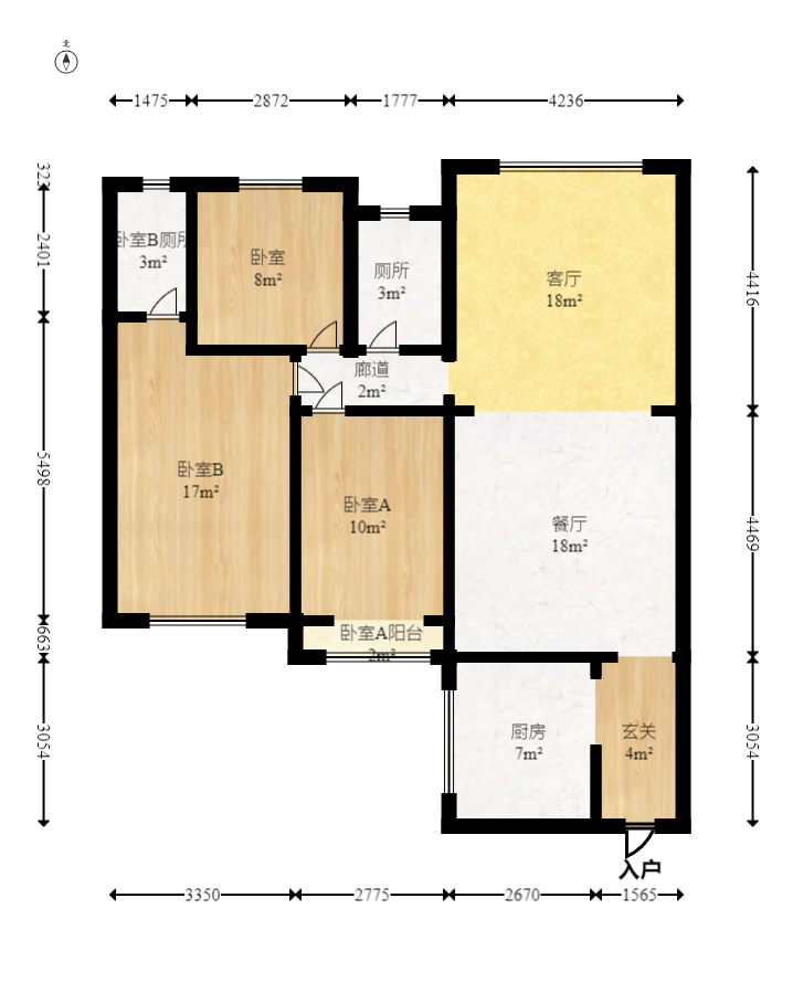 枫华府第  4室2厅2卫   85.00万室内图1