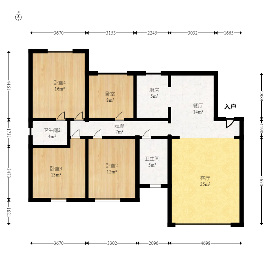 楚天世纪城东苑 4室2厅2卫 88.00万 楚天世纪城东苑 4室2厅2卫 88.00万户型图