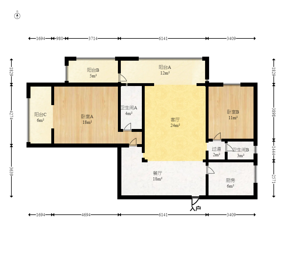 紫晶城 3室2厅2卫 68.00万 紫晶城 3室2厅2卫 68.00万户型图
