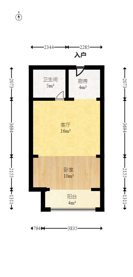 金土地第一湾  1室1厅1卫   39.00万室内图1