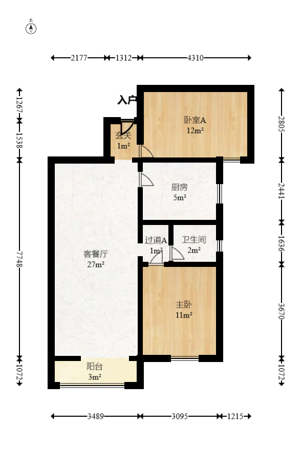 联美品格  2室2厅1卫    69.99万室内图1