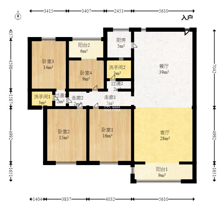 華鐵佳苑  4室2廳2衛(wèi)   165.00萬